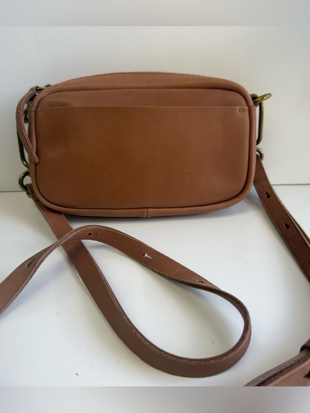 Madewell Leather Carabiner  Mini Tan Crosbody Purse